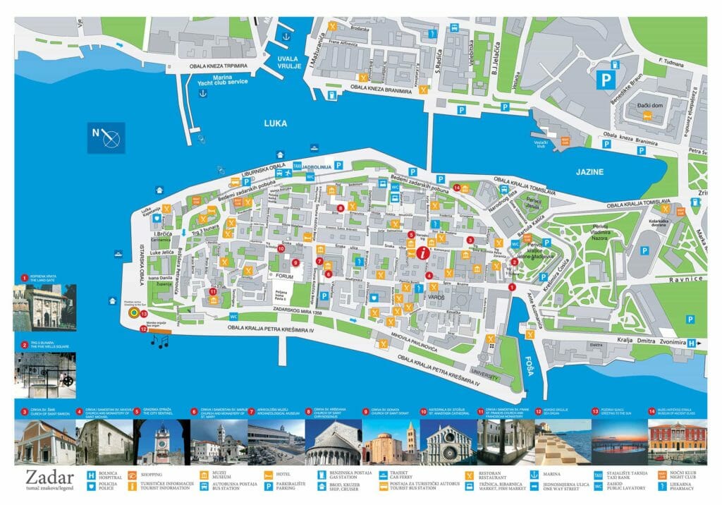 Zadar Carte de la ville